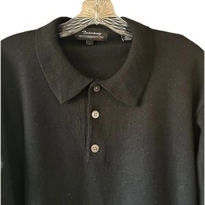 Tuscany Men’s Long Sleeve Pullover Sweater, Fine Merino Wool, Black Size Large